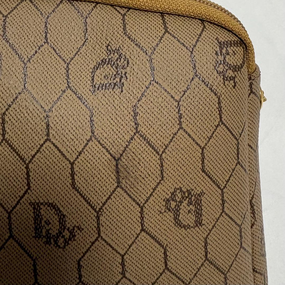 クリスチャンディオール ハニカム柄 総柄 チェーン ショルダーバッグ pvc 茶