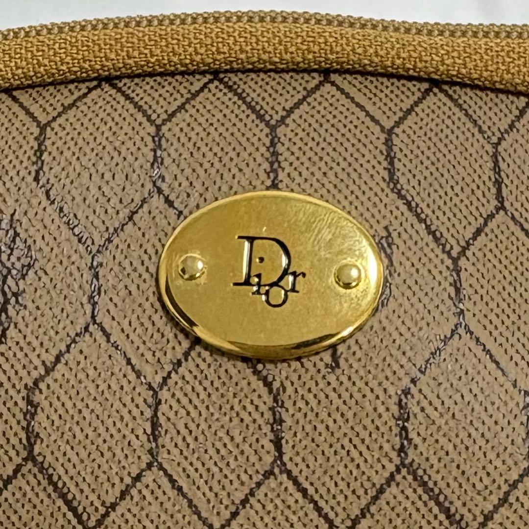 クリスチャンディオール ハニカム柄 総柄 チェーン ショルダーバッグ pvc 茶