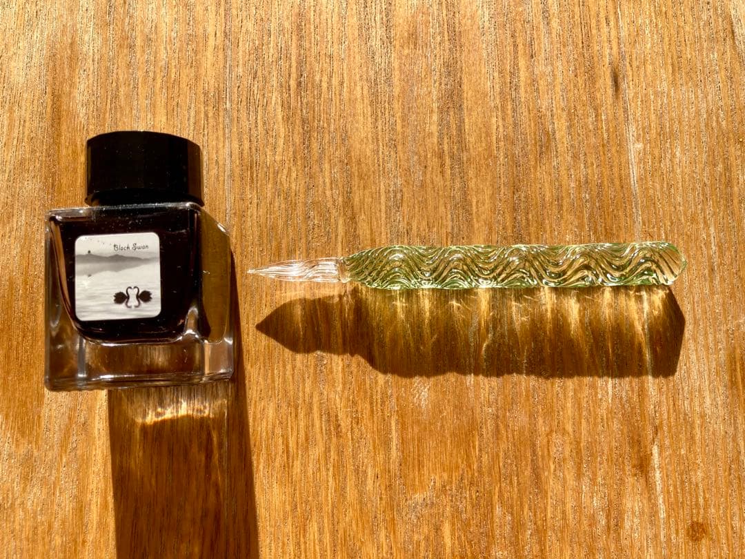 【縁起物】HASE硝子工房 ガラスペン 流水ショート SDグリーン 特典あり