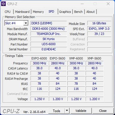 DDR5-6000 32GB(16GB×2) CL38