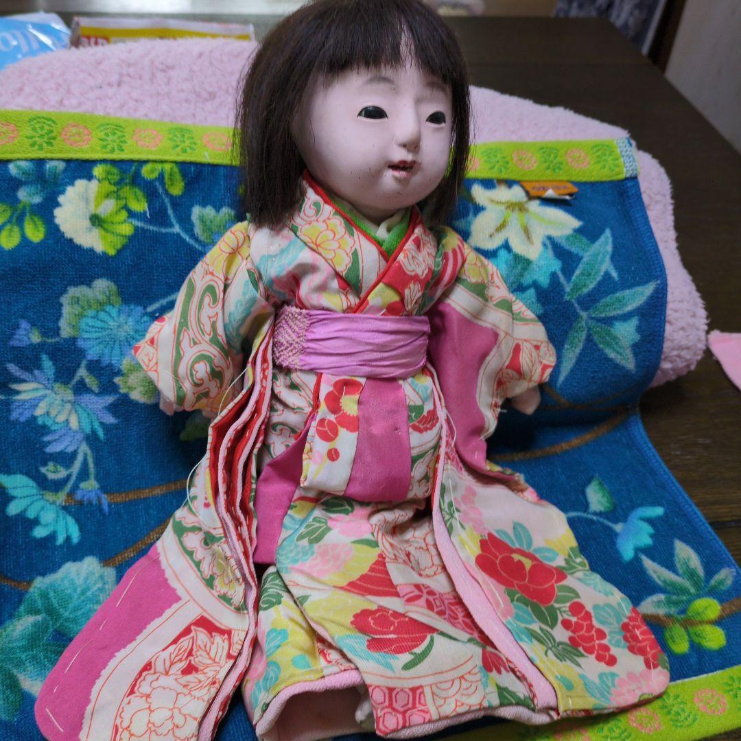 超可愛市松人形　縮緬座布団大正時代