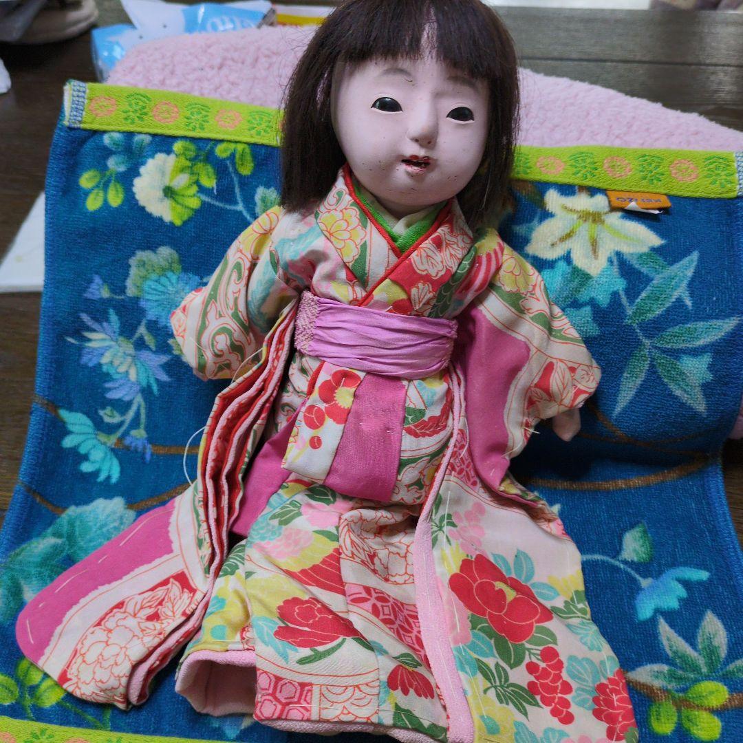 超可愛市松人形　縮緬座布団大正時代