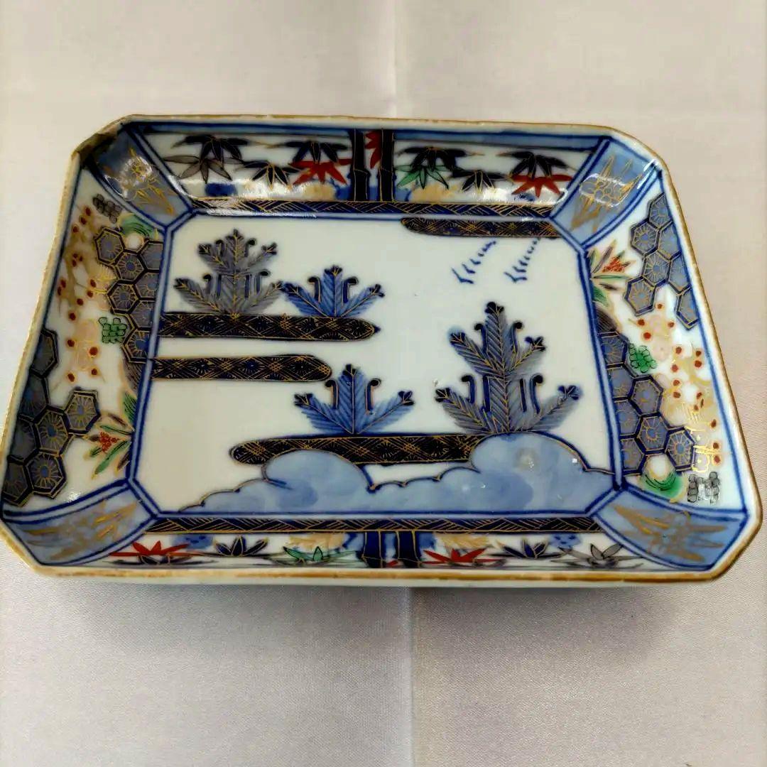 骨董　有田焼　伊万里焼　古伊万里　金彩　色絵　小皿　長角皿　角皿　5客セット