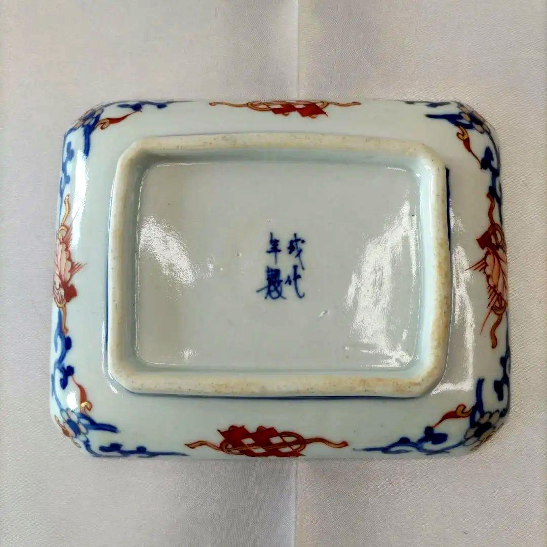 骨董　有田焼　伊万里焼　古伊万里　金彩　色絵　小皿　長角皿　角皿　5客セット