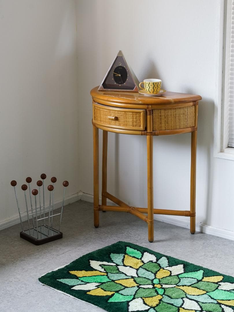 vintage コンソール サイドテーブル 藤家具 ラタン　和モダン レトロ