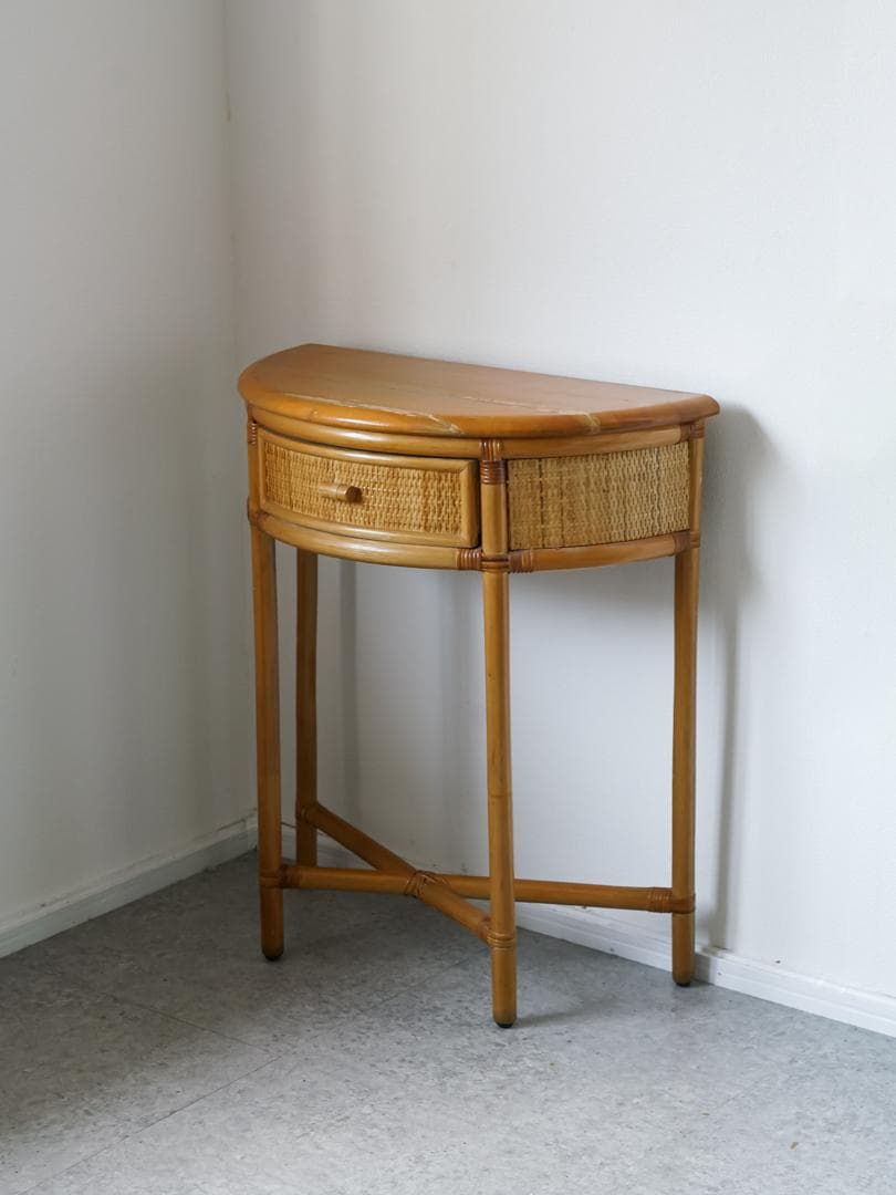 vintage コンソール サイドテーブル 藤家具 ラタン　和モダン レトロ