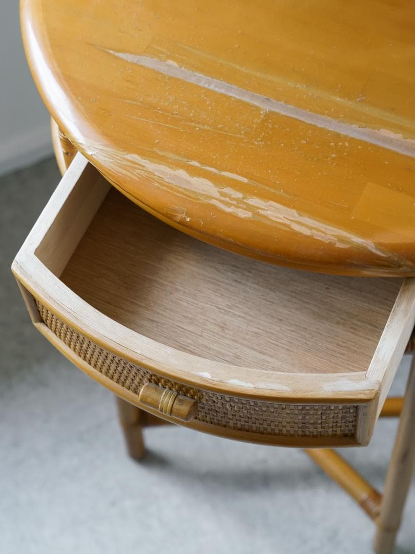 vintage コンソール サイドテーブル 藤家具 ラタン　和モダン レトロ