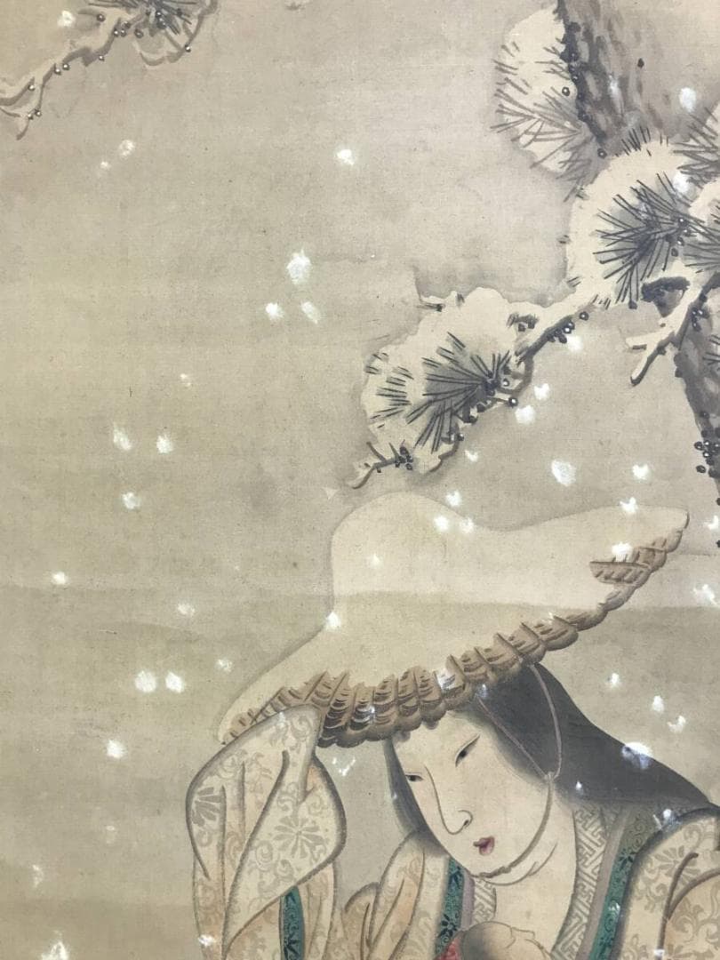 模写/長沢蘆雪/長沢芦雪/常盤御前雪之図/人物図/掛軸☆宝船☆AH-643