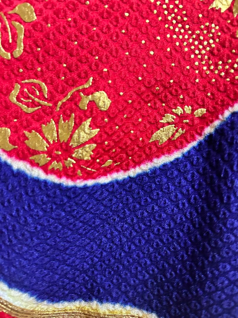 振袖セット　成人式　結納　袋帯　紺　赤　正絹　モダン