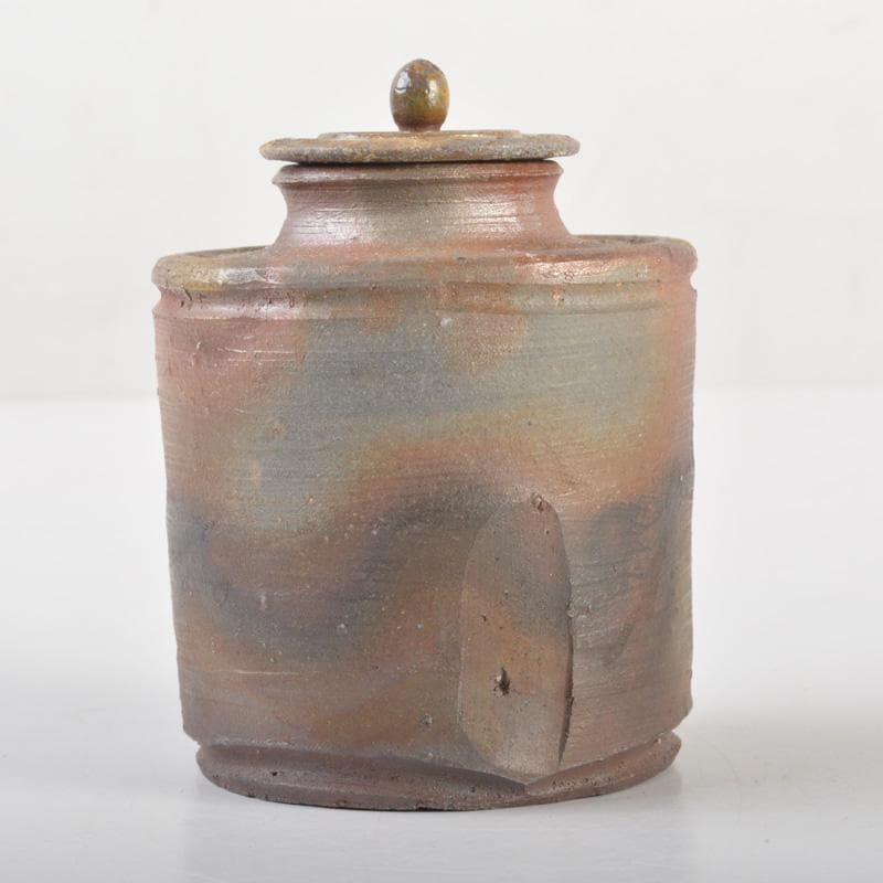 茶道具　備前焼　柴岡香山作　茶入　仕覆付　共箱　V　6502