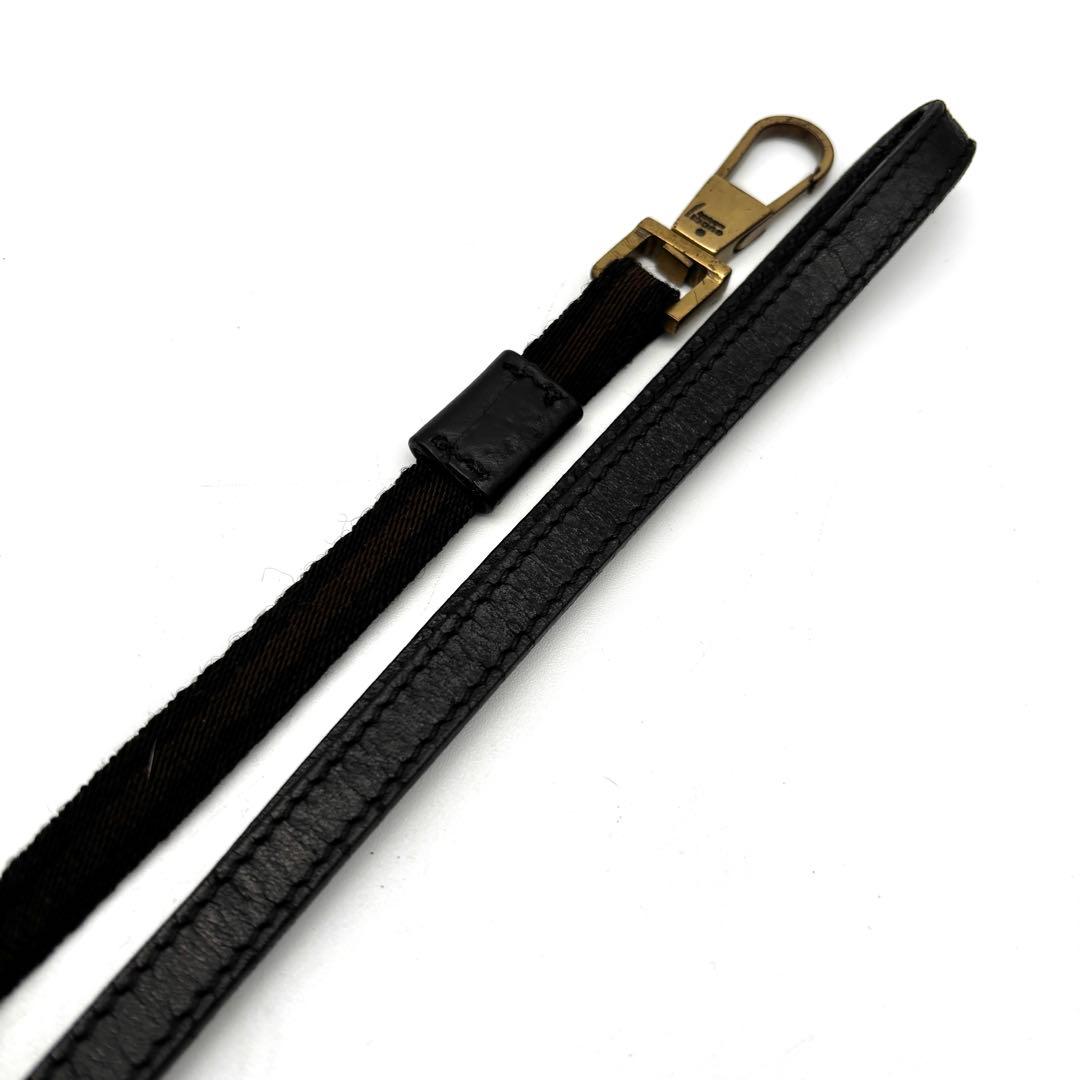 美品・レア GUCCI DOG 犬 リード お散歩 ロゴ金具 ライン 黒 茶