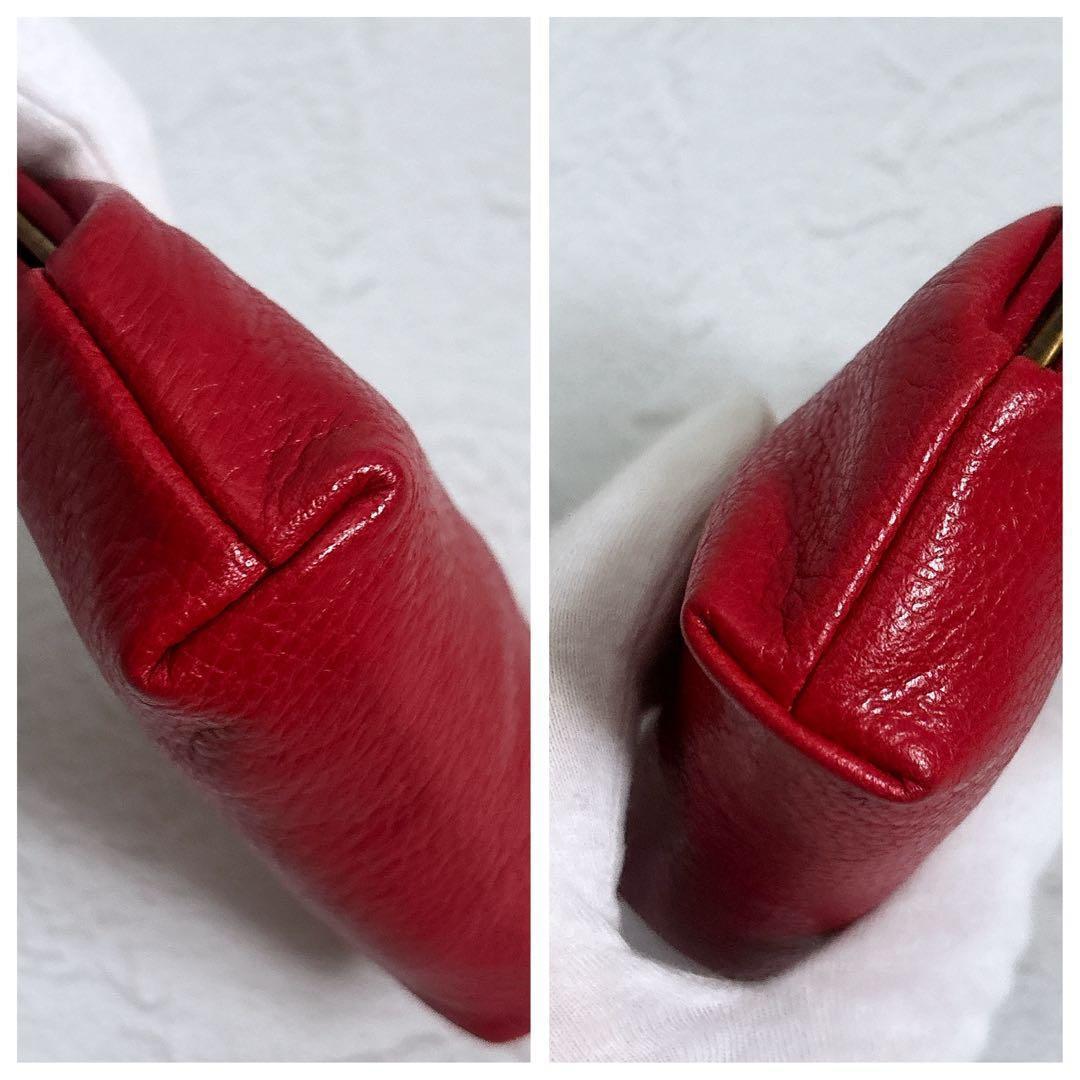 《美品》IL BISONTE レザー がま口 ケース 小銭入れ 赤 保存袋