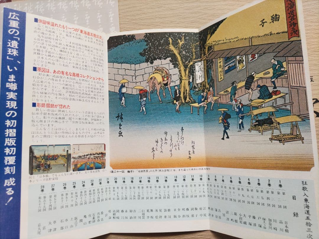 広重画 狂歌入 東海道五十三次続画 佐野喜版 手摺木版画 全28巻 56図揃