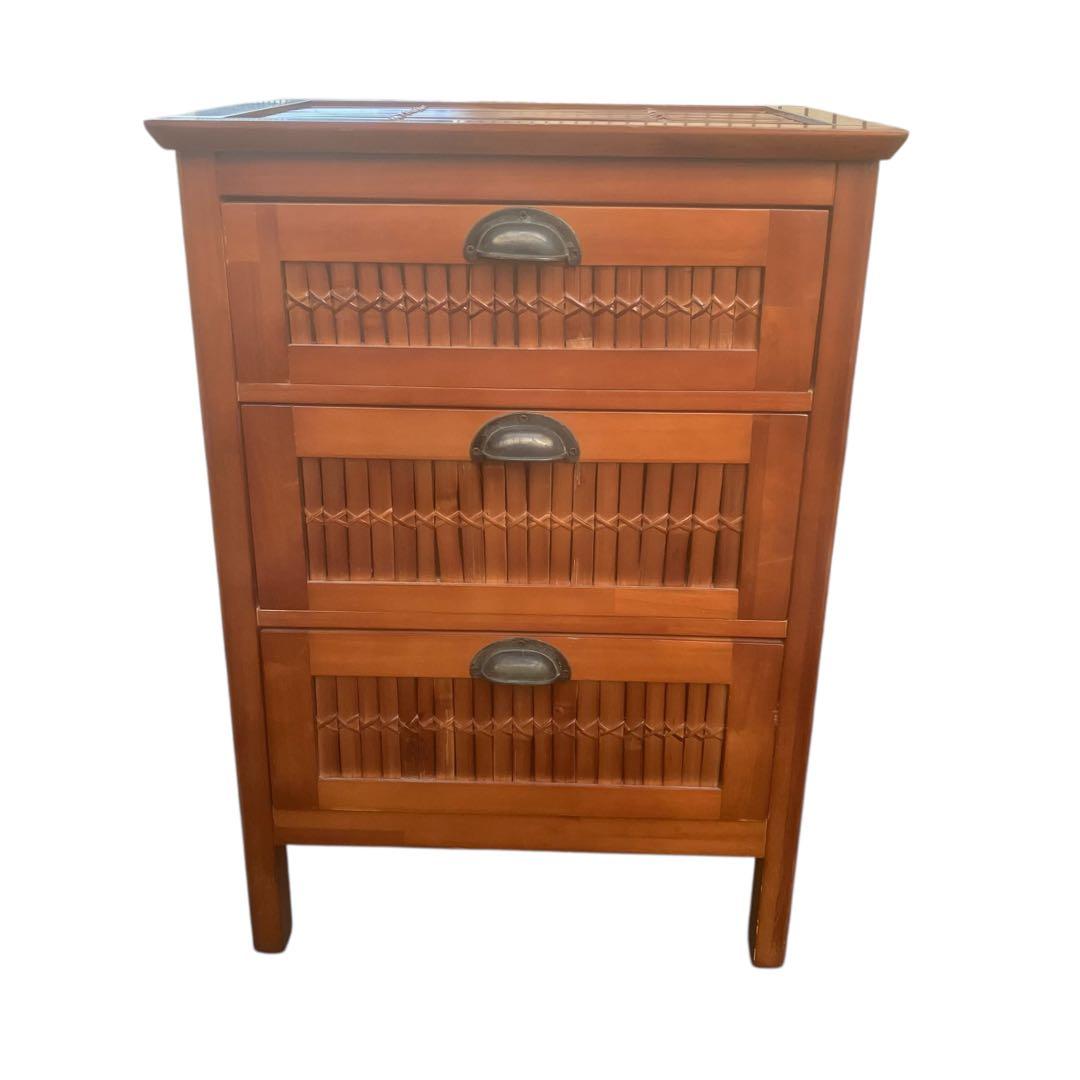 アジアン家具　バンブー　3段チェスト　キャビネット　インドネシア製　インテリア