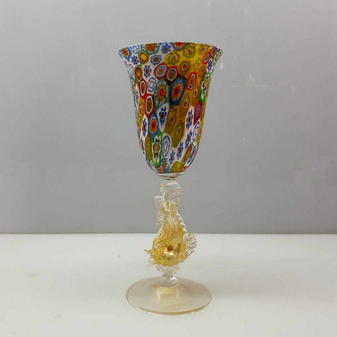 MURANO ムラノ ミルフィオリ 金彩 ドルフィン モチーフ グラス