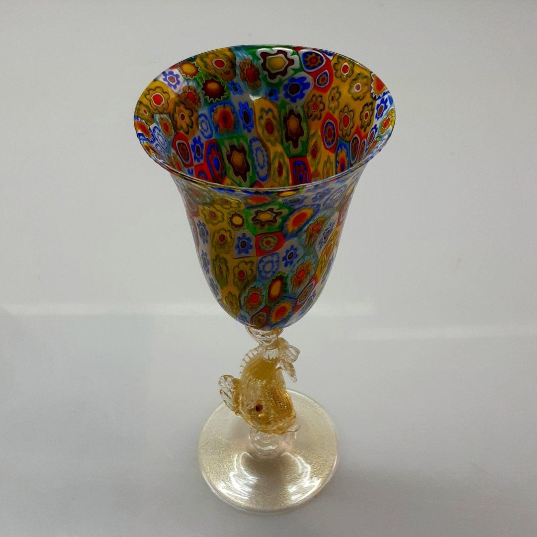MURANO ムラノ ミルフィオリ 金彩 ドルフィン モチーフ グラス