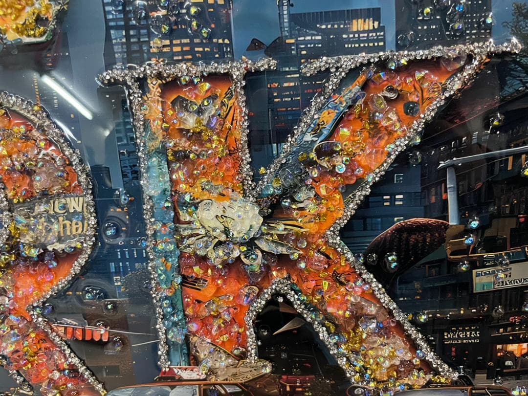 水晶絵　NEWYORK　ニューヨーク　アート　アートパネル　絵画　額縁　看板