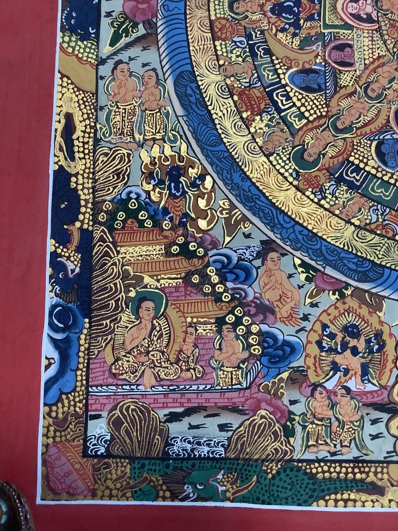 《 チベット密教　新品　1点物 》 手描き　タンカ　曼荼羅　マンダラ　48