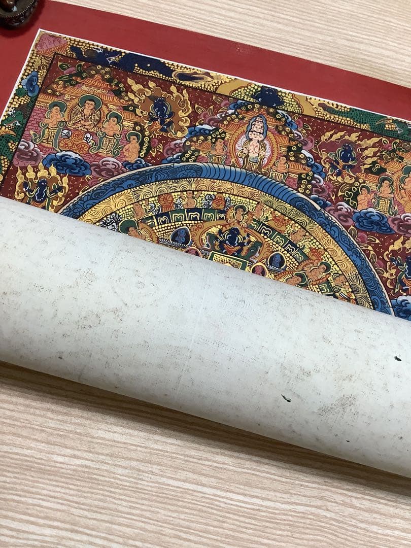 《 チベット密教　新品　1点物 》 手描き　タンカ　曼荼羅　マンダラ　48
