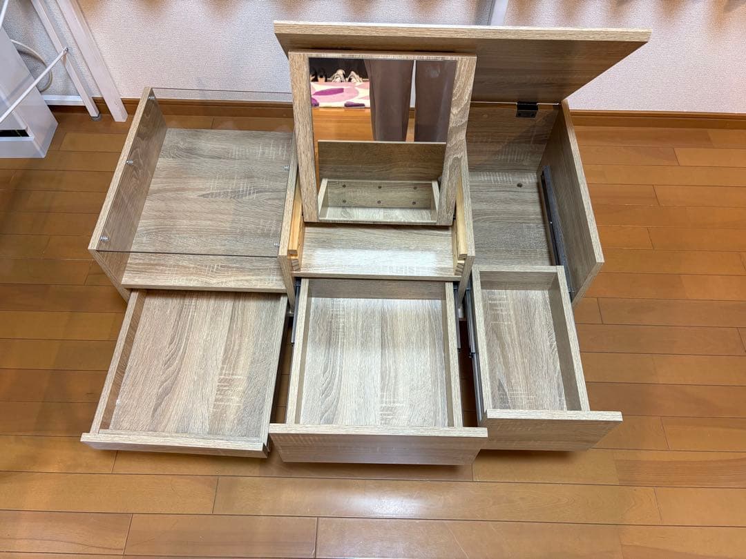 美品 LOWYA ロウヤ ドレッサーテーブル ローテーブル 収納付きドレッサー