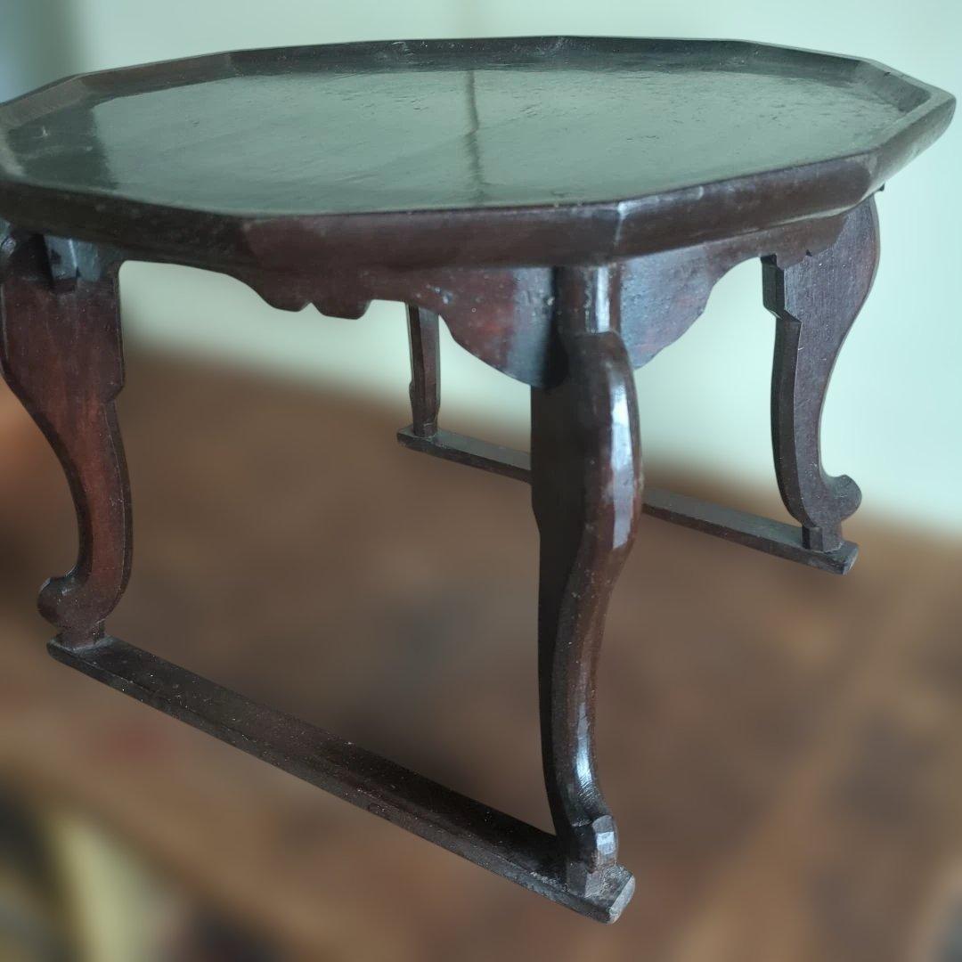 骨董 李朝 ソバン 小盤 李朝 お膳　花形 虎脚 机　花台 木製 飾り台