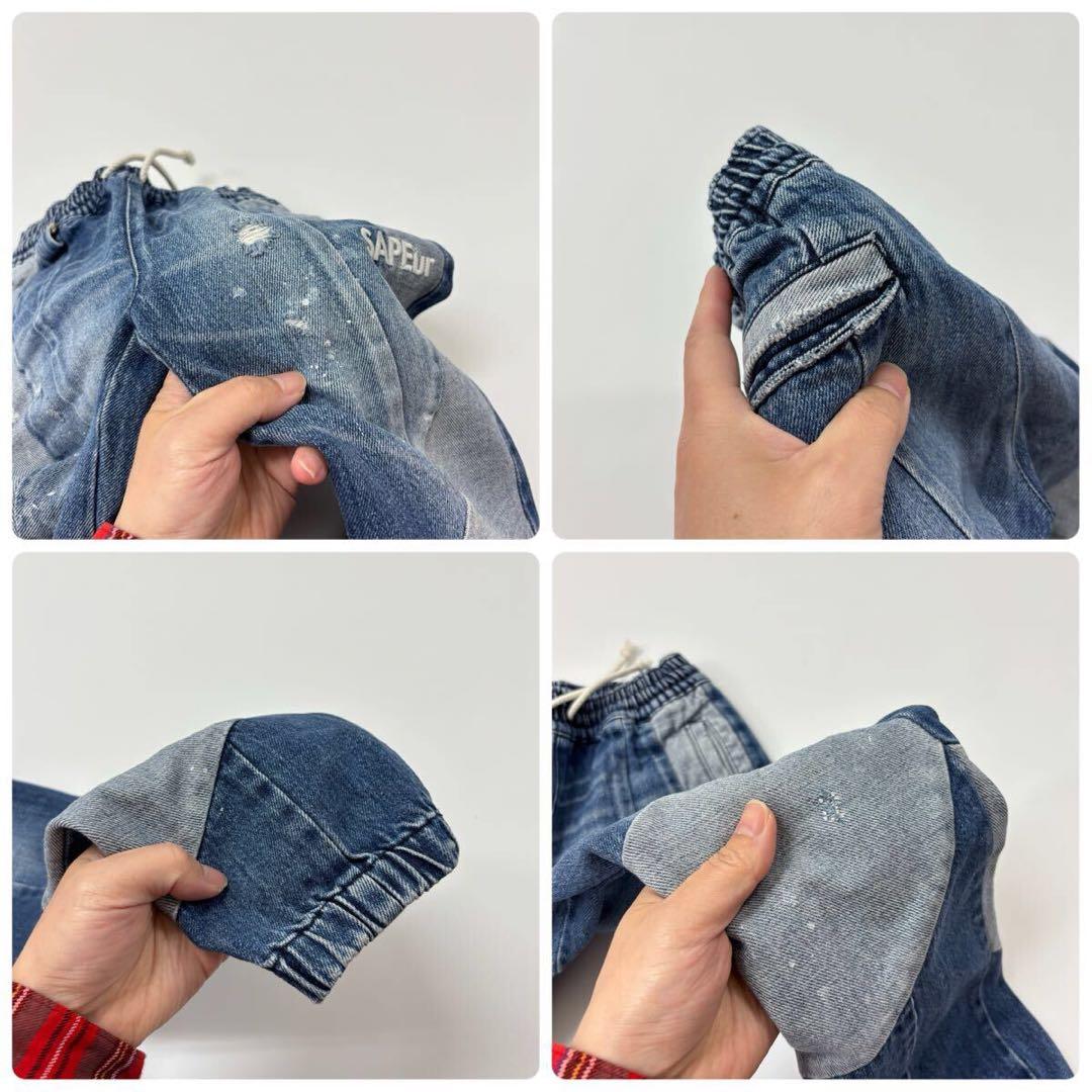 希少 SAPEur KIDS キッズ ヴィンテージ デニム トラック パンツ M