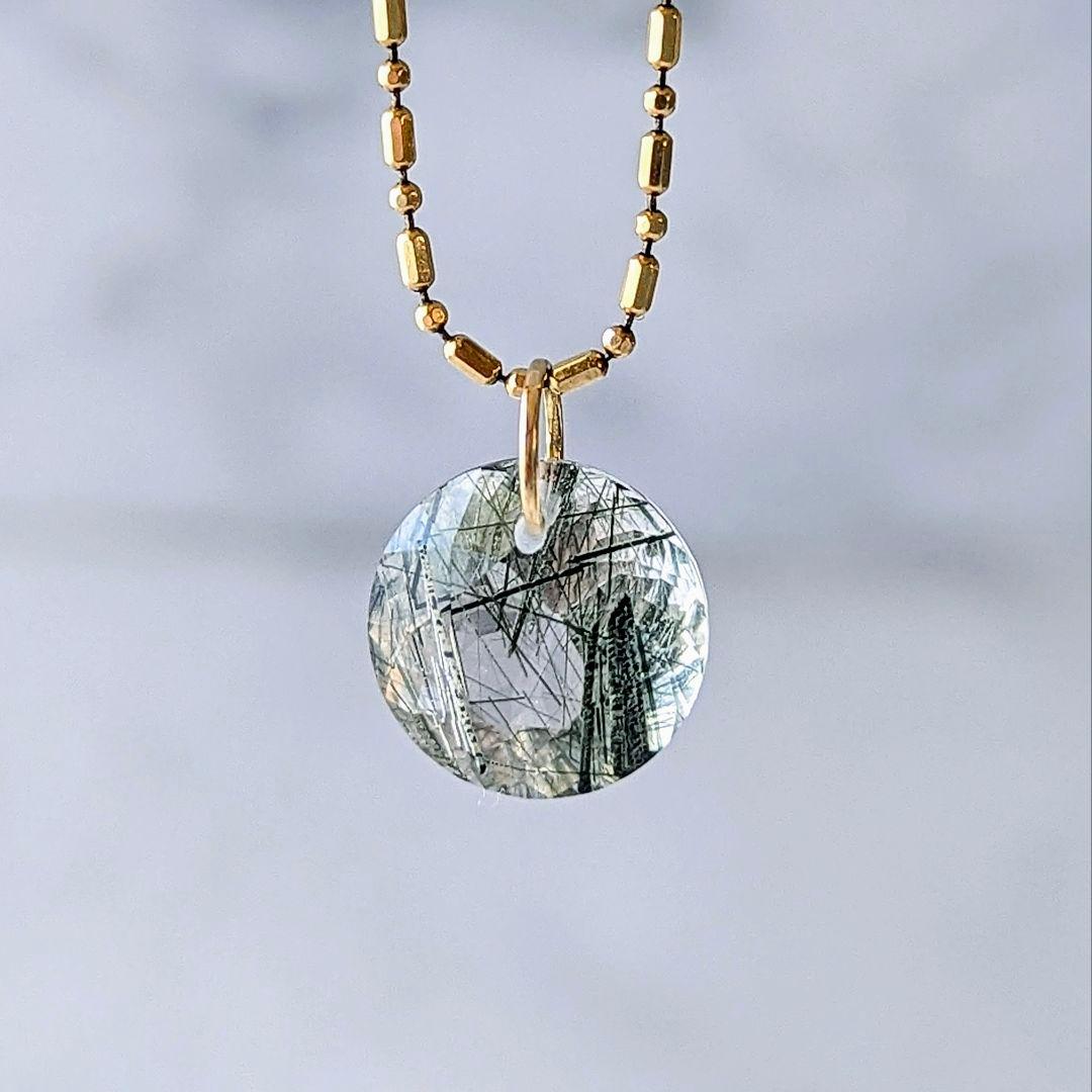 ♢miyumiyu♢K18 グリーンルチル イン クォーツ 4.1ct