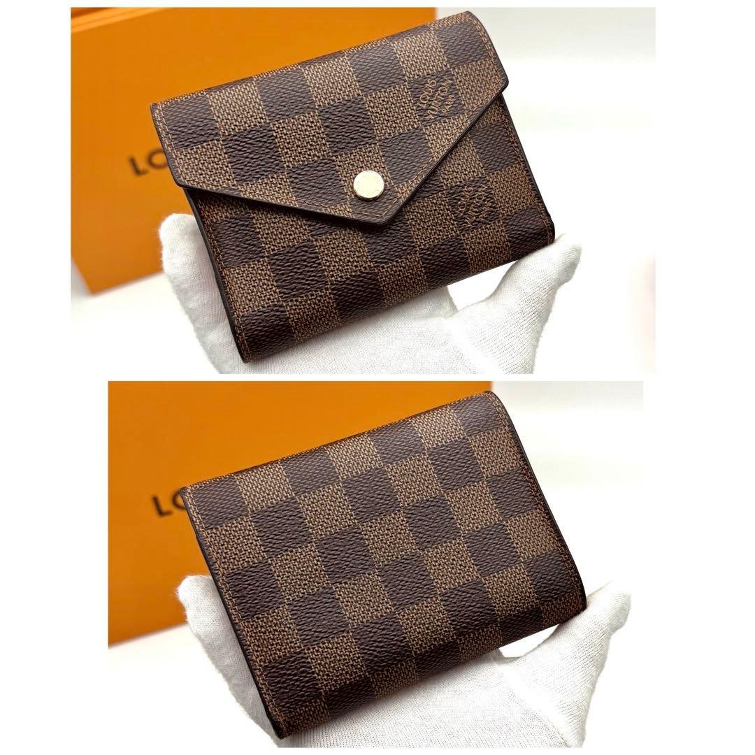 ルイヴィトン ダミエ ポルトフォイユ ヴィクトリーヌ 三つ折り財布 ピンク