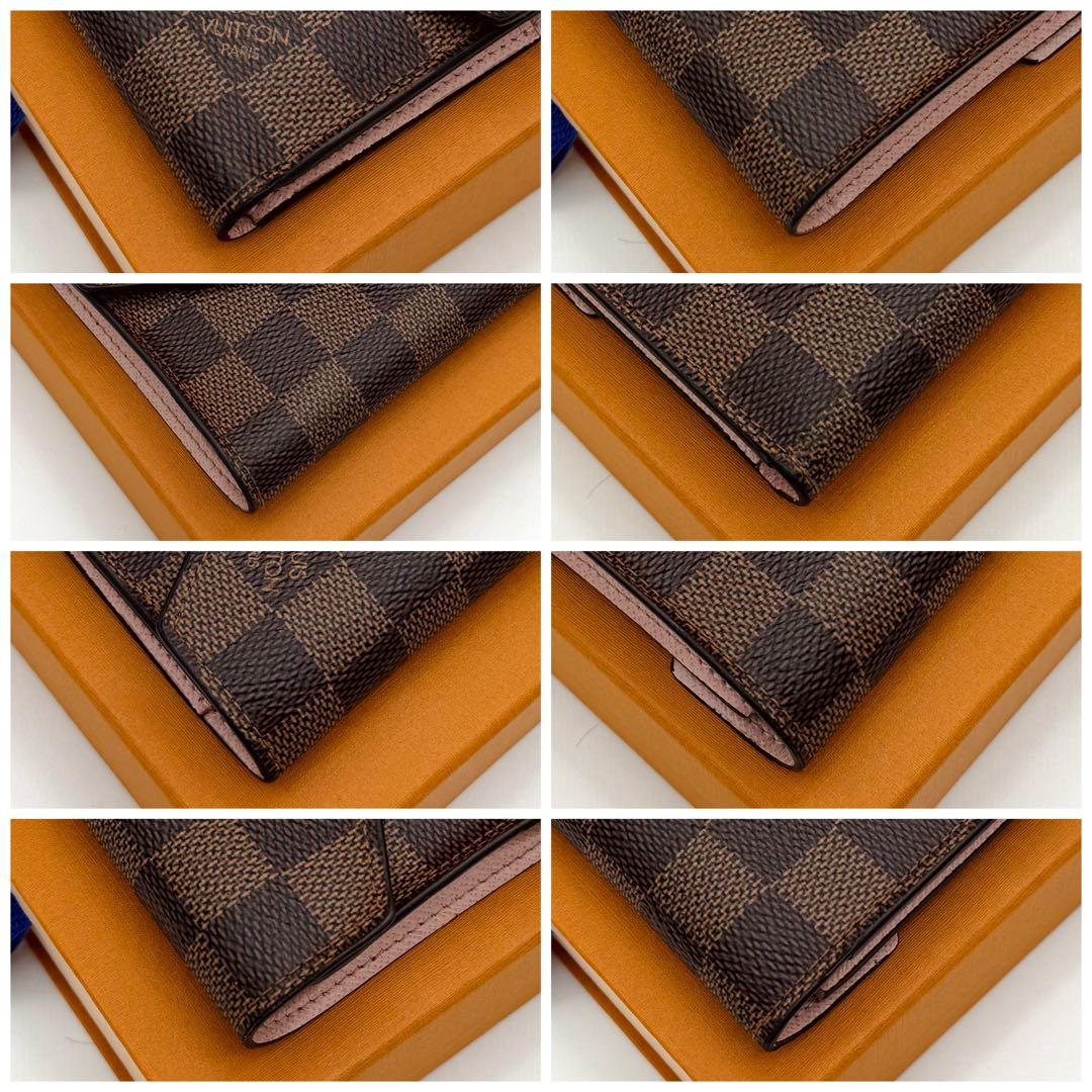 ルイヴィトン ダミエ ポルトフォイユ ヴィクトリーヌ 三つ折り財布 ピンク