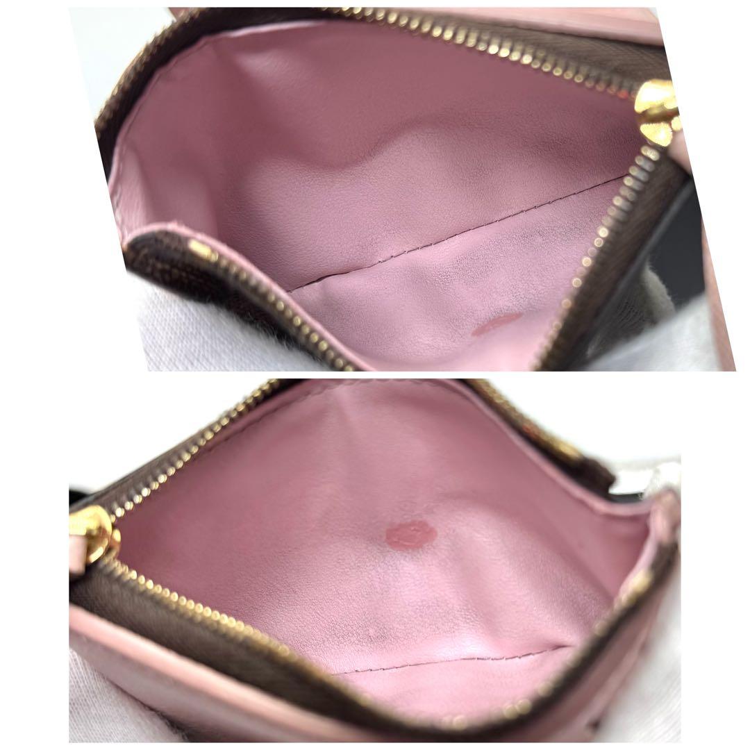 ルイヴィトン ダミエ ポルトフォイユ ヴィクトリーヌ 三つ折り財布 ピンク