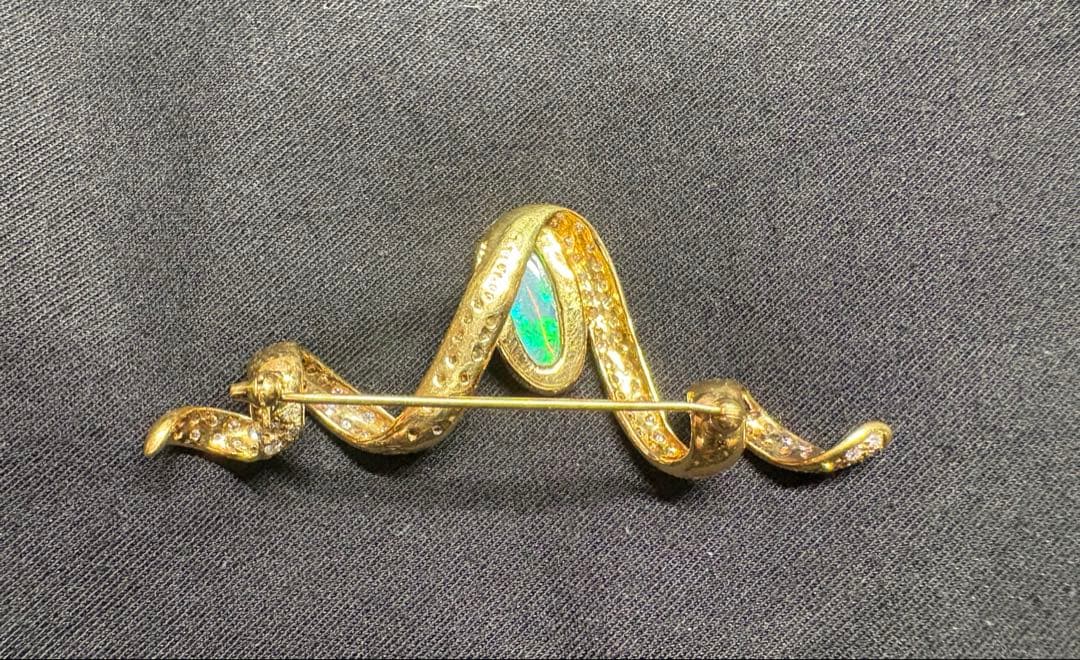 K18 オパール＆ダイヤモンド ブローチ