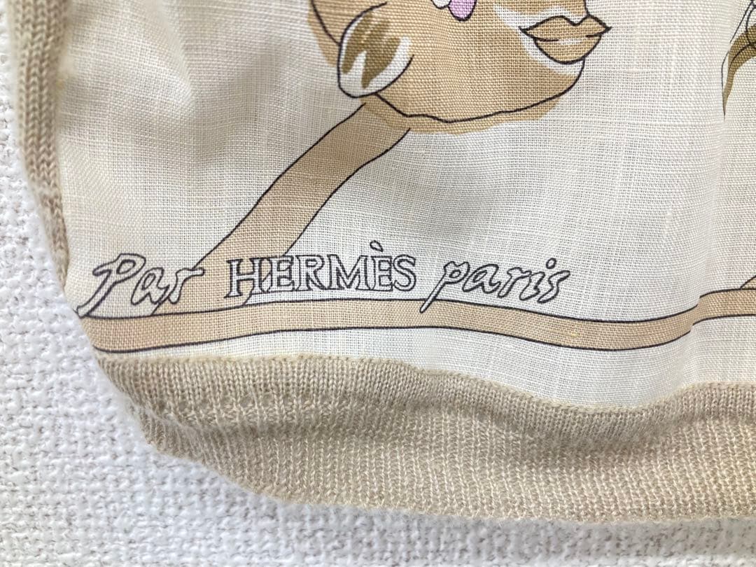 HERMES エルメス ハイネック ノースリーブ ベージュ レディース