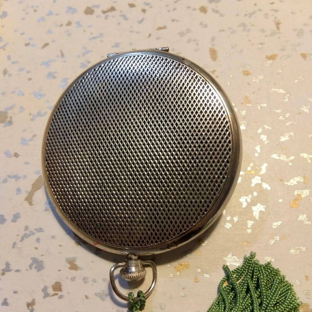 お値下げ▲フランスアンティーク パウダーケース 刻印 シルバープレート ミラー付