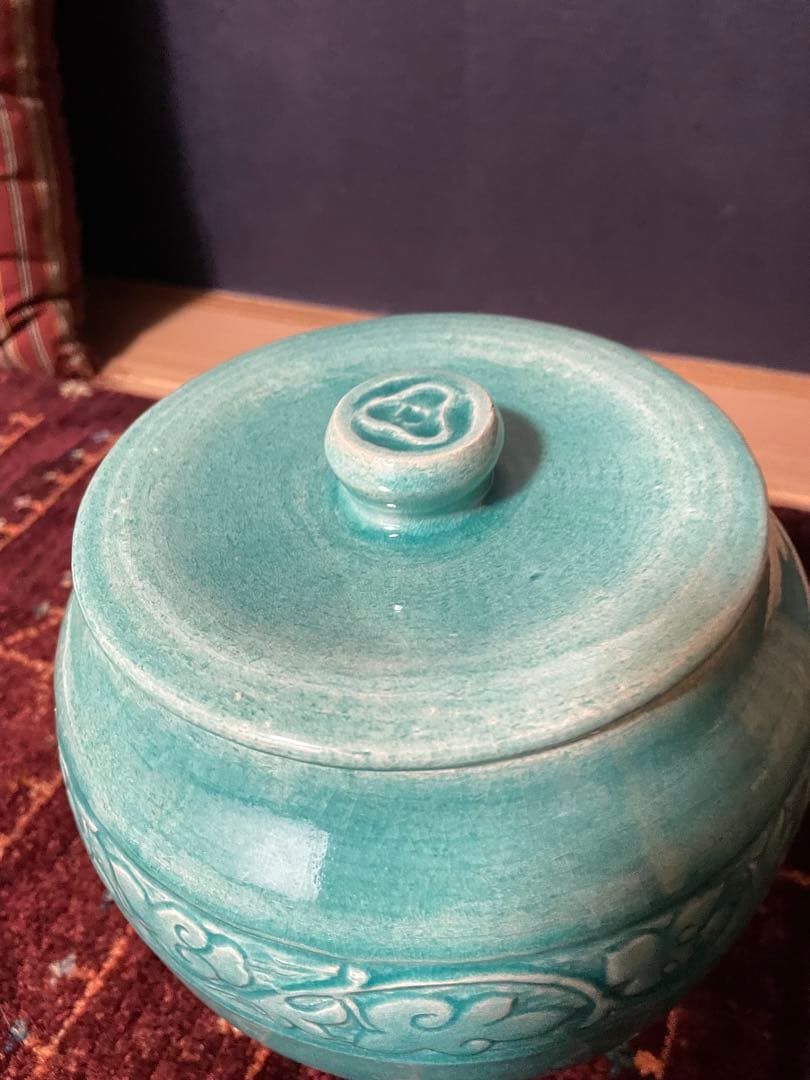 唐草文 水指 吉向蕃斎　七世松月