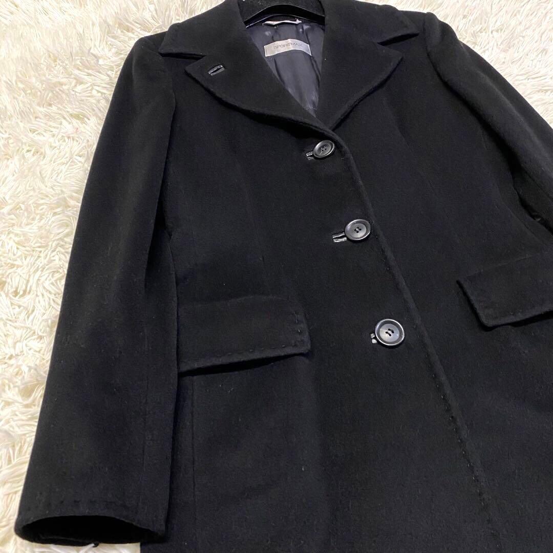 【美品✨】SPORT MAX ロング チェスターコート カシミヤ 女優襟 黒38