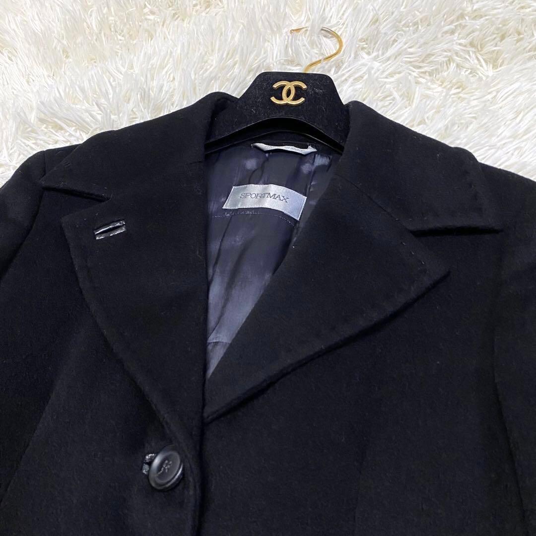 【美品✨】SPORT MAX ロング チェスターコート カシミヤ 女優襟 黒38