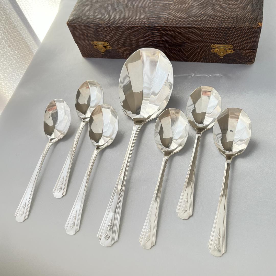 【英国】 アールデコのアイスセット スプーン / サーバー Art Deco