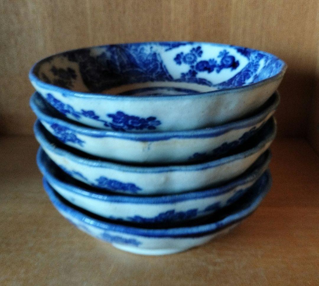 骨董　磁器　印判染付皿　５枚