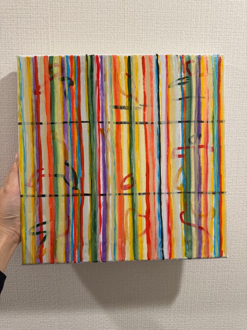 油画原画　30cm 「格子小人」