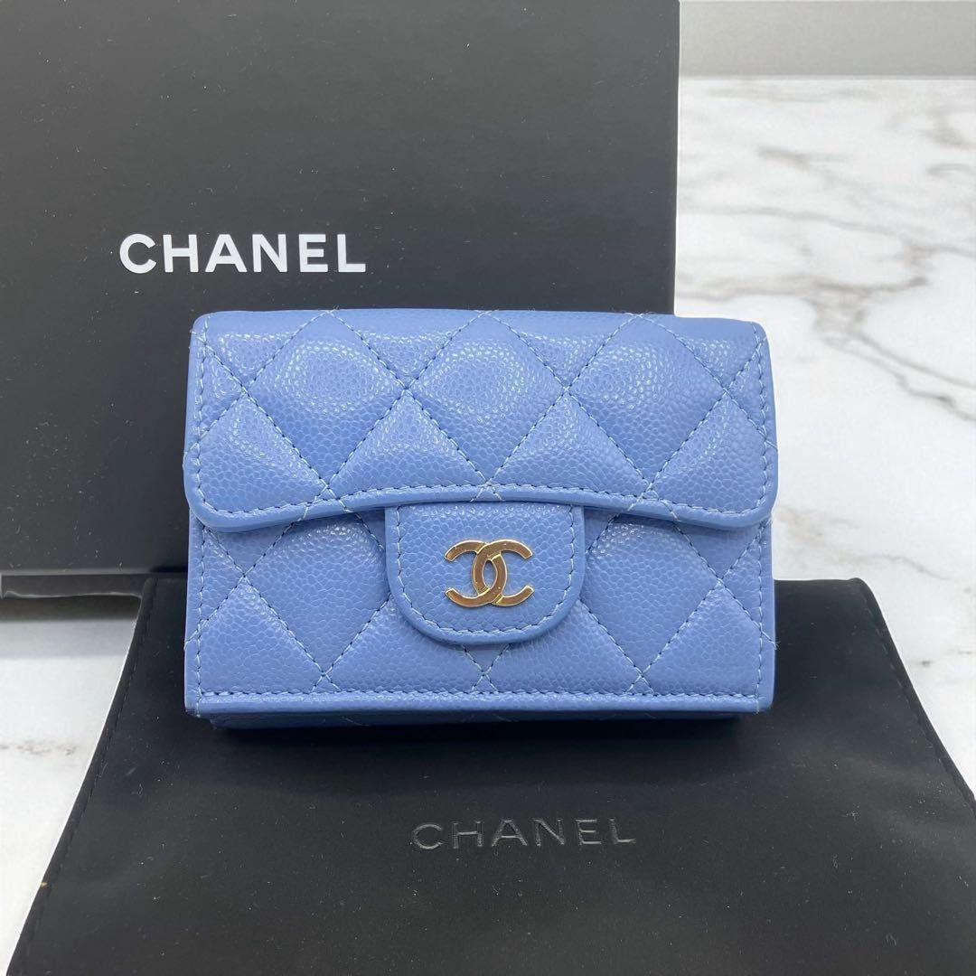 美品✨ シャネル マトラッセ キャビアスキン 三つ折り財布