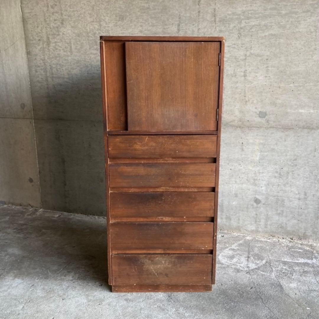 古いキャビネット チェスト ラック 箪笥 電話台 棚 木製 当時物 昭和 レトロ