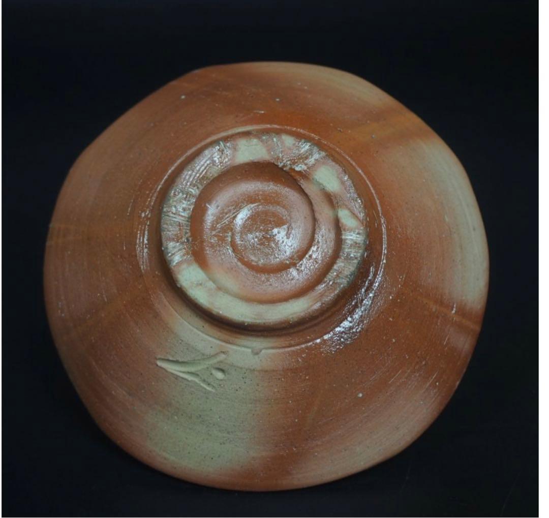 送料無料　人間国宝 藤原 雄作 備前焼火襷・緋襷平茶碗 共箱・共布 真作保証