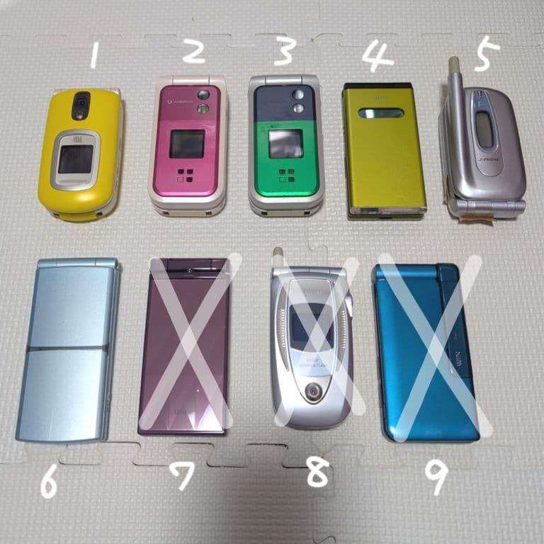 ガラケー まとめ売り 水色 ピンク グリーン パープル ブルー