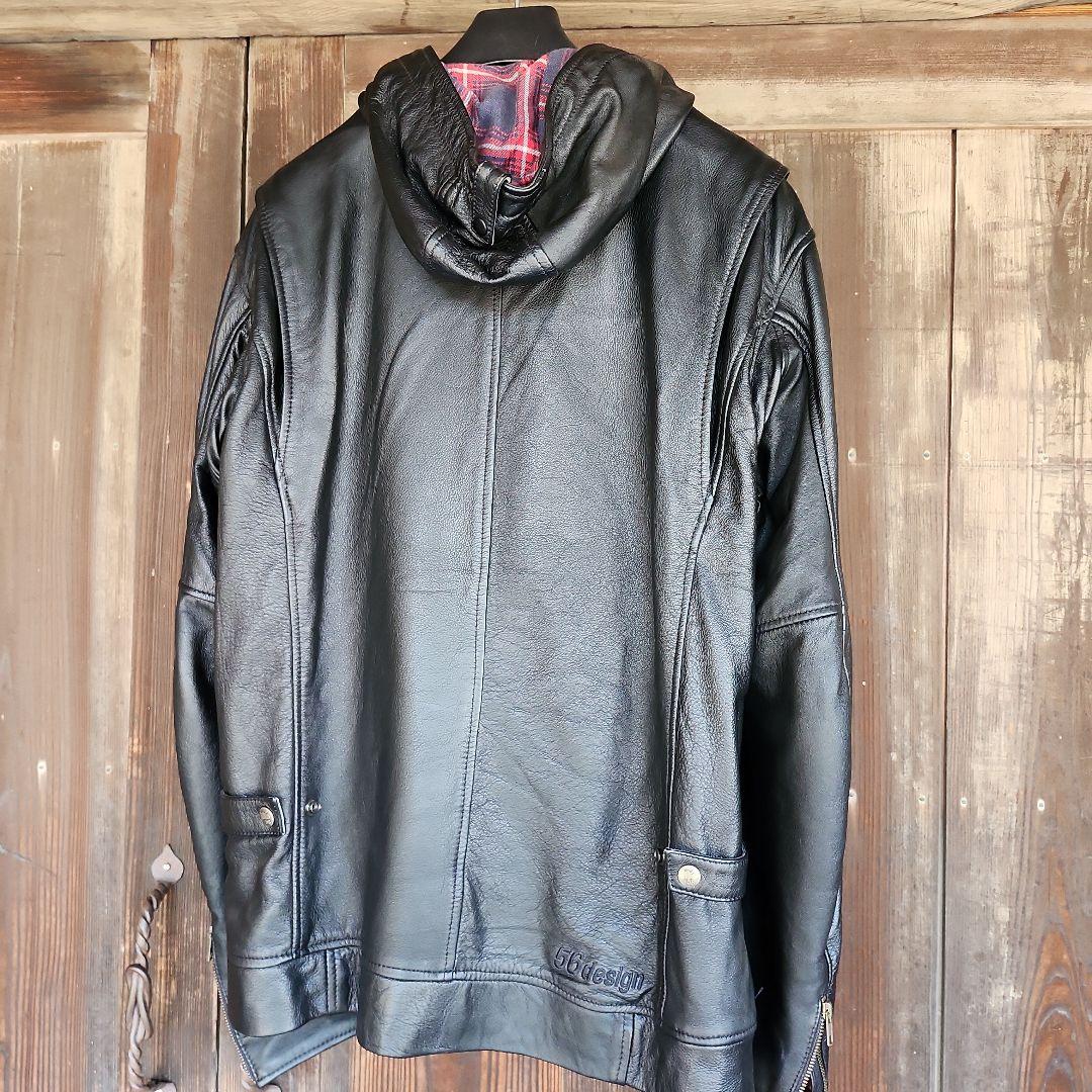 56design ブラック レザー シングルライダースジャケット