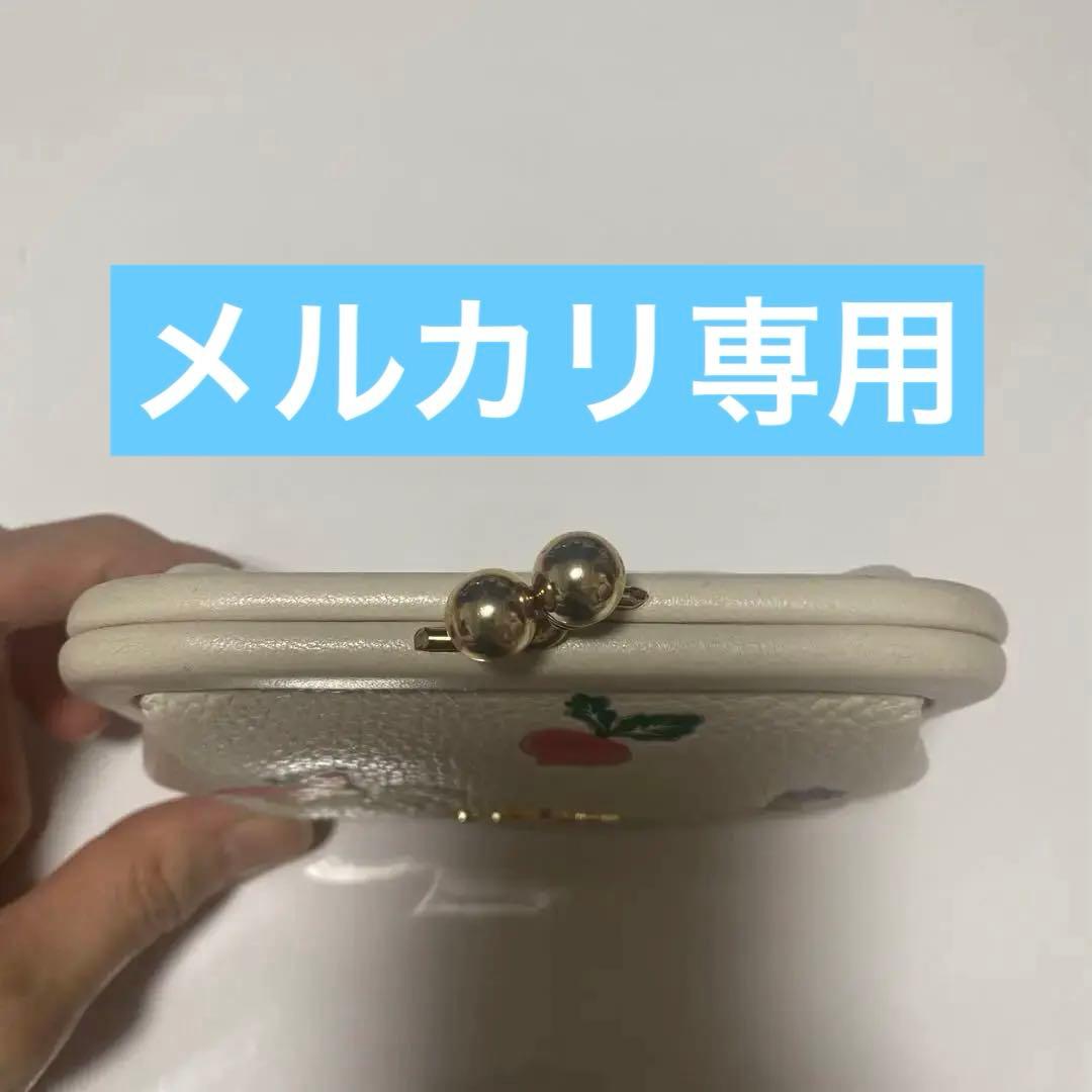 ✨美品⭐︎COACH 財布⭐︎ がま口　ケース　白　野菜蝶々刺繍