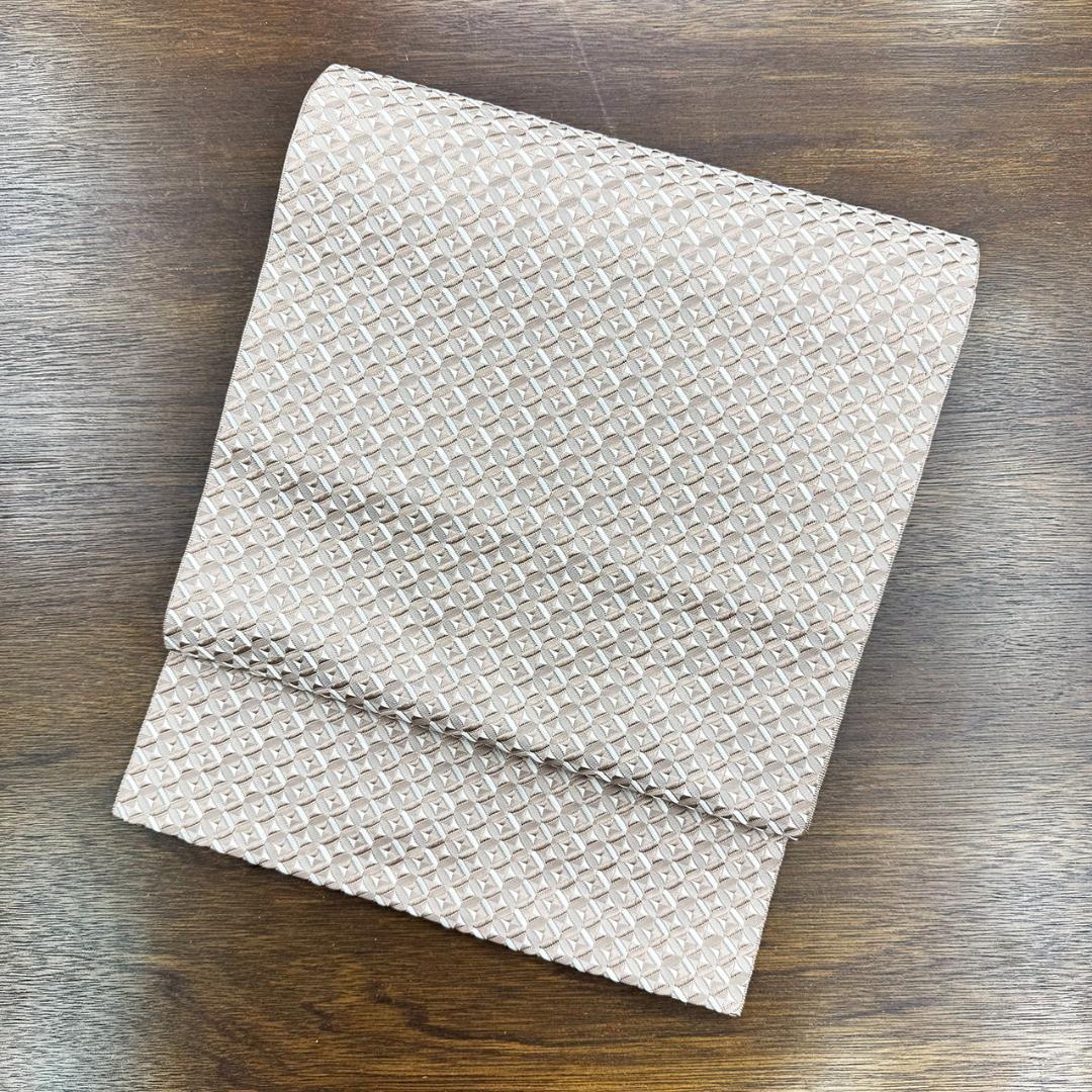 美品 長尺 ■ 本場筑前博多織 大倉織物 誠之輔 琥珀織 八寸全通名古屋帯 切子