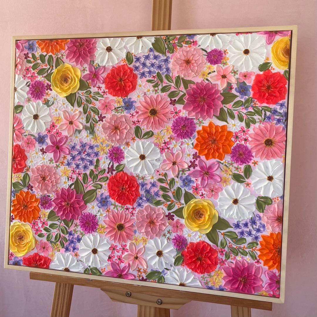 絵画 フラワーアート 花の絵 現代アート アートパネル　花柄　フラワーインテリア