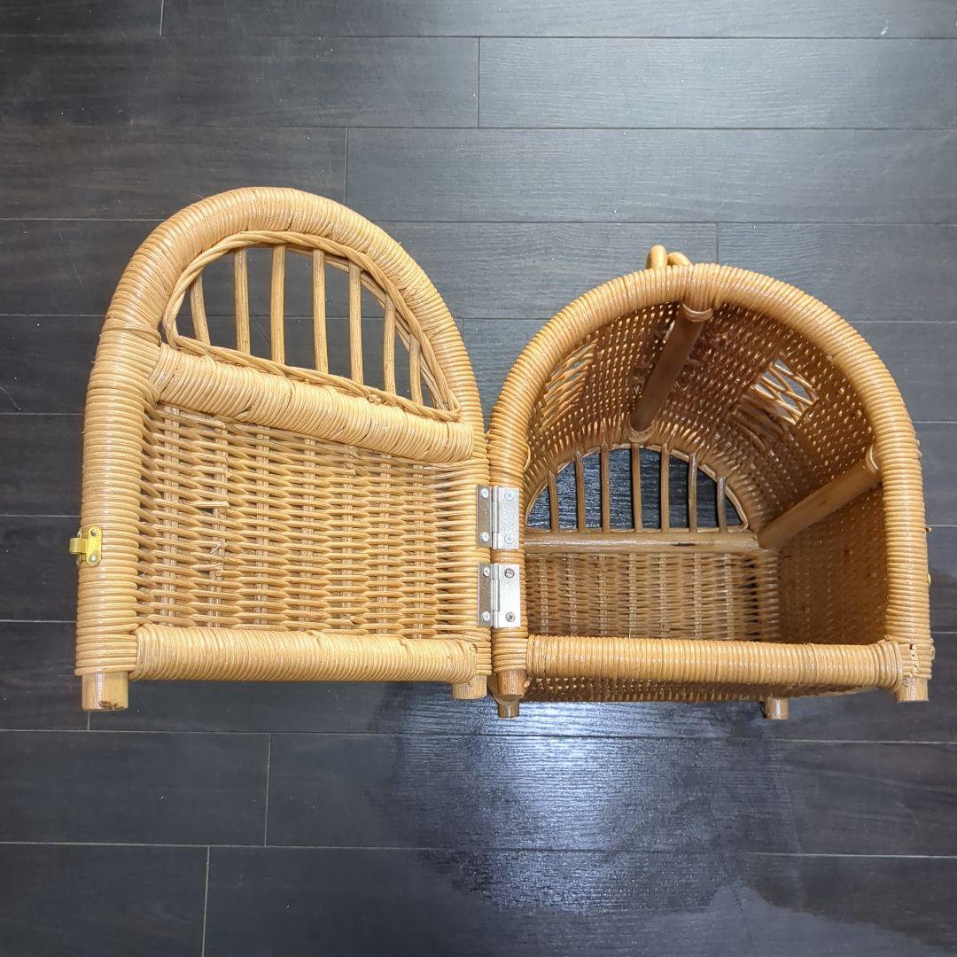 籐製ペットキャリーバスケット
