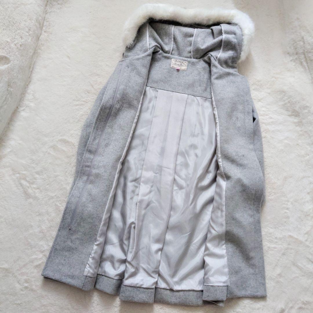 美品 mezzo piano 160 フェイクファー ダッフルコート ウール
