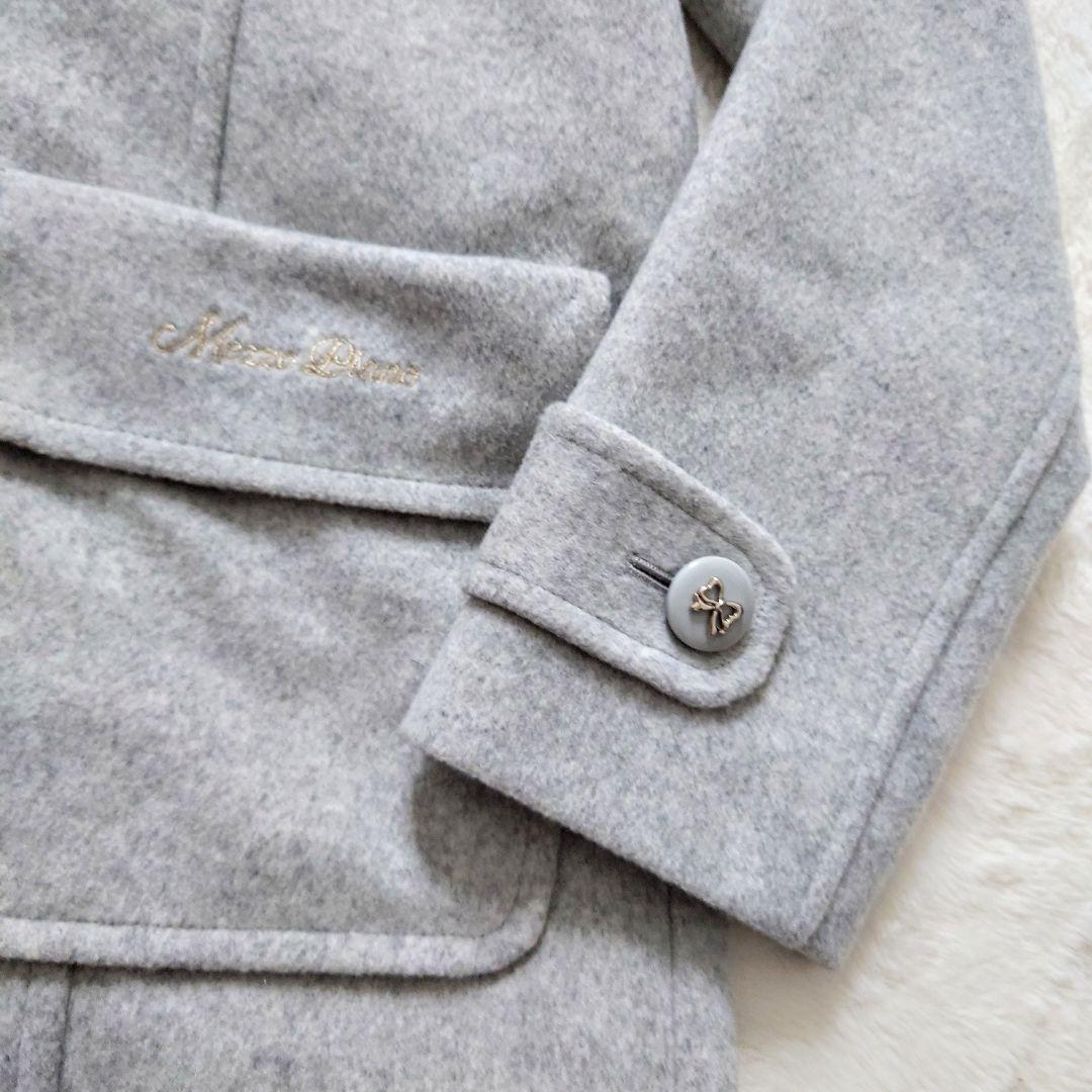 美品 mezzo piano 160 フェイクファー ダッフルコート ウール